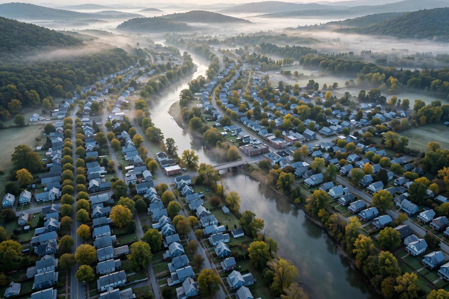 University rooftops and subdivision streets across Newark Delaware